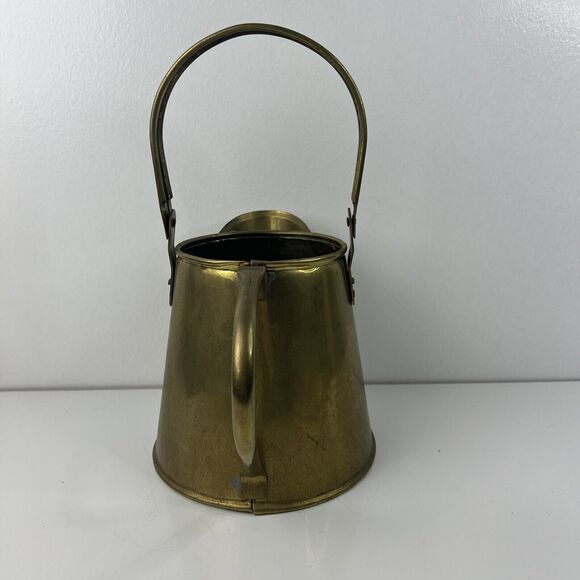 Vintage Brass Flower Pitcher Water Jug 12 inches with Handle - Picture 4 of 6